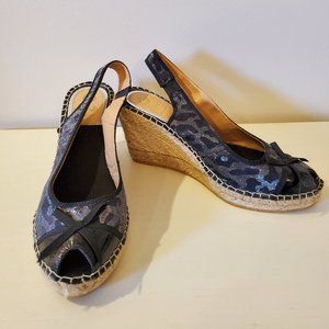 NEW!!  Vidorreta Black Leopard Espadrille Sandals